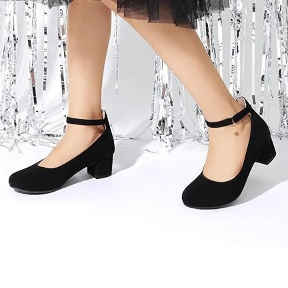 Dream Pairs Girls Size 2 Black Faux Suede Hook Loop Ankle 1.75